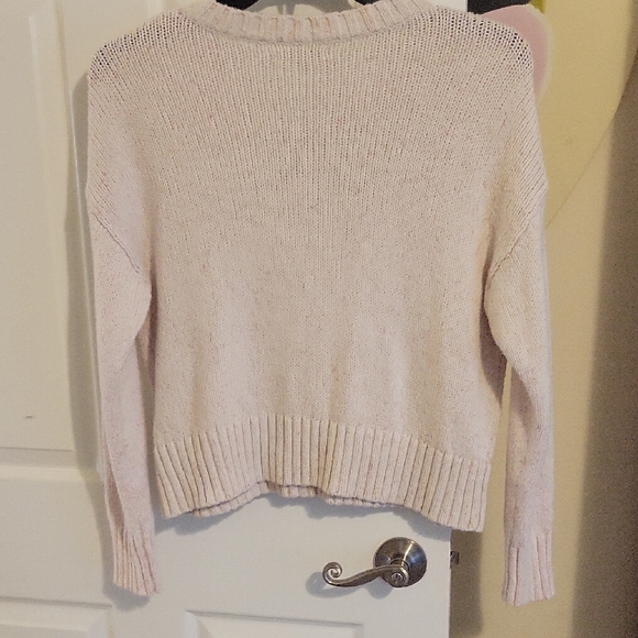 American Eagle SzSm Crop Women's Pink tones Sweater with 1/4 Button up - Picture 5 of 5